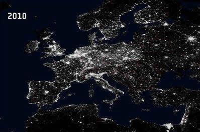 ESA-Satelittenaufnahme Europa bei Nacht